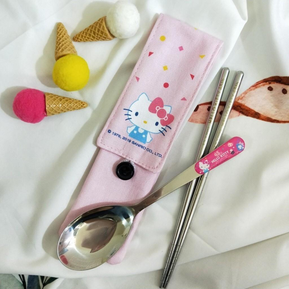 現貨正版 Hello kitty 帆布典雅餐具組 環保餐具 筷子 湯匙 304不鏽鋼餐具 不銹鋼筷 旅行 餐具 三麗鷗-細節圖9