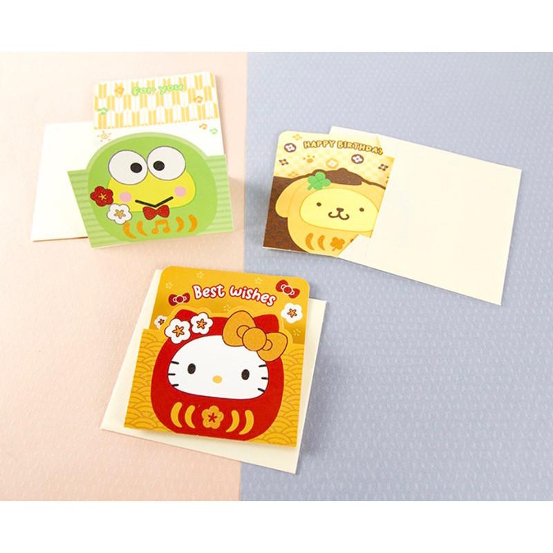 現貨正版 三麗鷗 三摺卡片 三折卡 Hello kitty 大眼蛙祝福卡 蛋黃哥 亮粉 美樂蒂 萬用卡 大耳狗 生日卡-細節圖2