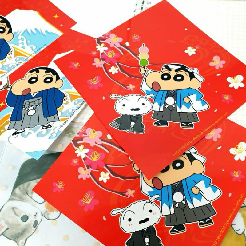 現貨正版 蠟筆小新 自填春聯 紅色裝紙2入 過年壁貼 春聯 小白 節慶佈置 富士山 櫻花 過年春聯-細節圖7