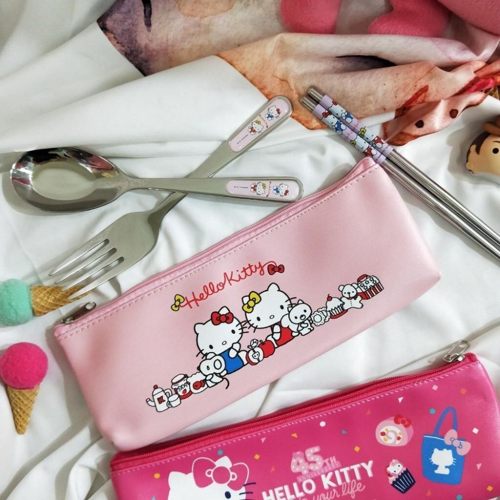 現貨正版 Hello Kitty 三件式不鏽鋼餐具組 環保餐具 筷子 叉子 湯匙 304不鏽鋼 不銹鋼筷 凱蒂貓 三麗鷗-細節圖6