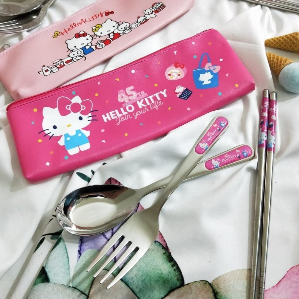 現貨正版 Hello Kitty 三件式不鏽鋼餐具組 環保餐具 筷子 叉子 湯匙 304不鏽鋼 不銹鋼筷 凱蒂貓 三麗鷗-細節圖7