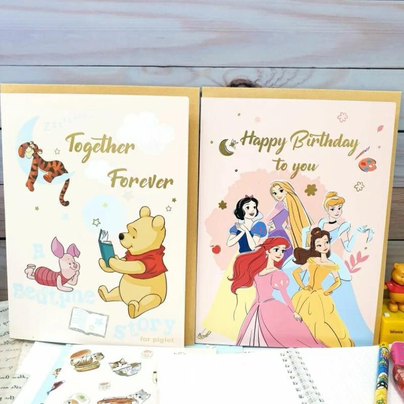 現貨正版 迪士尼 16k大卡 附信封 公主 生日卡 維尼 感謝卡 慶生 祝福卡 大張卡片 謝師卡 心意卡-細節圖2