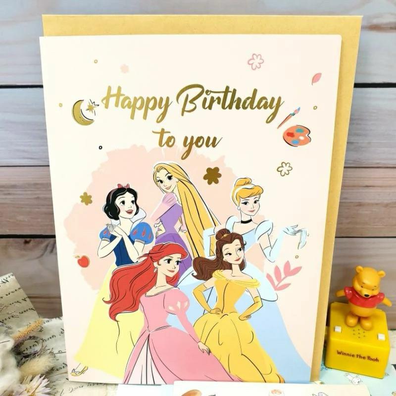現貨正版 迪士尼 16k大卡 附信封 公主 生日卡 維尼 感謝卡 慶生 祝福卡 大張卡片 謝師卡 心意卡-細節圖4