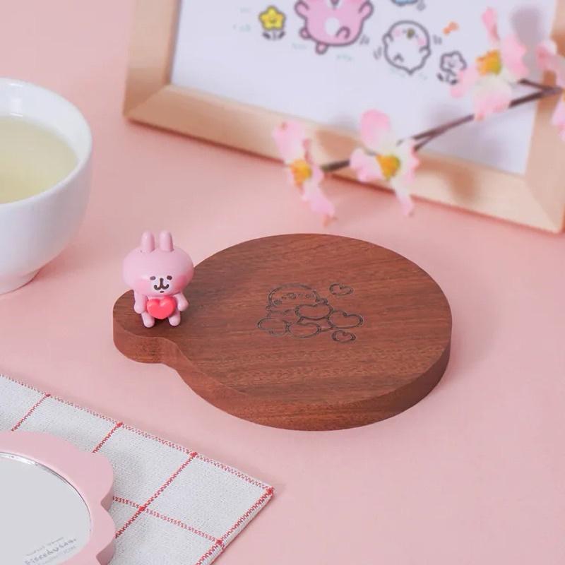 現貨正版 卡娜赫拉的小動物 杯墊 P助與粉紅兔兔愛心 木杯墊 杯墊 隔熱墊 防滑杯墊 碗墊 茶壺墊 餐墊 餐桌墊-細節圖2