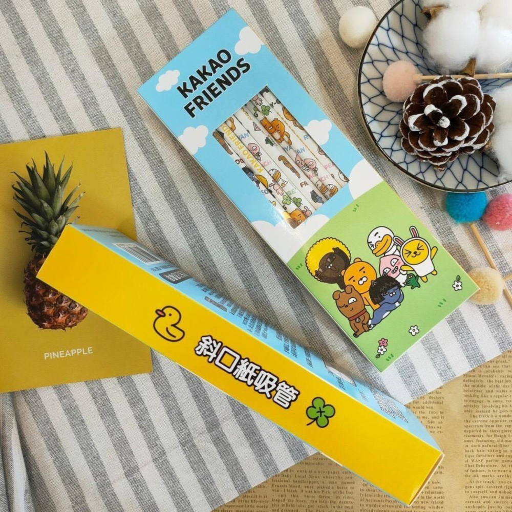 現貨正版 KAKAO FRIENDS 斜口紙吸管 50入紙吸管 萊恩 吸管 彩色紙吸管 APEACH 一次性環保吸管-細節圖7