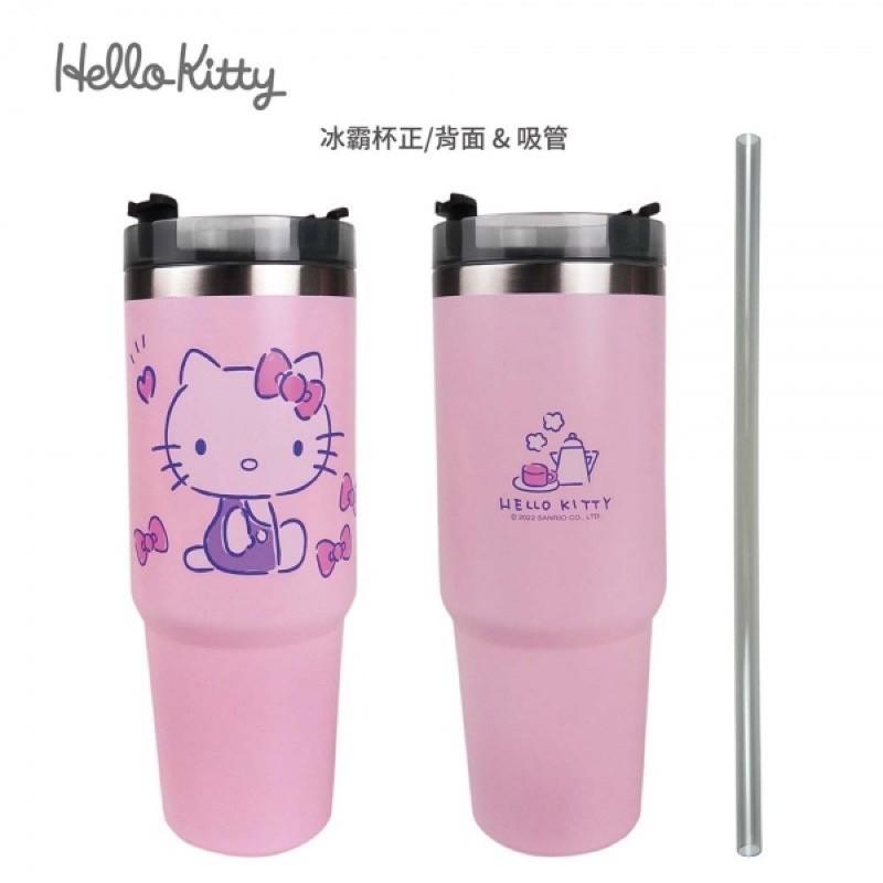 現貨正版 Hello Kitty 不鏽鋼冰杯提袋組 三麗鷗冰霸杯 不鏽鋼保溫杯 便攜隨行杯 雙飲環保杯 大容量850ml-細節圖2