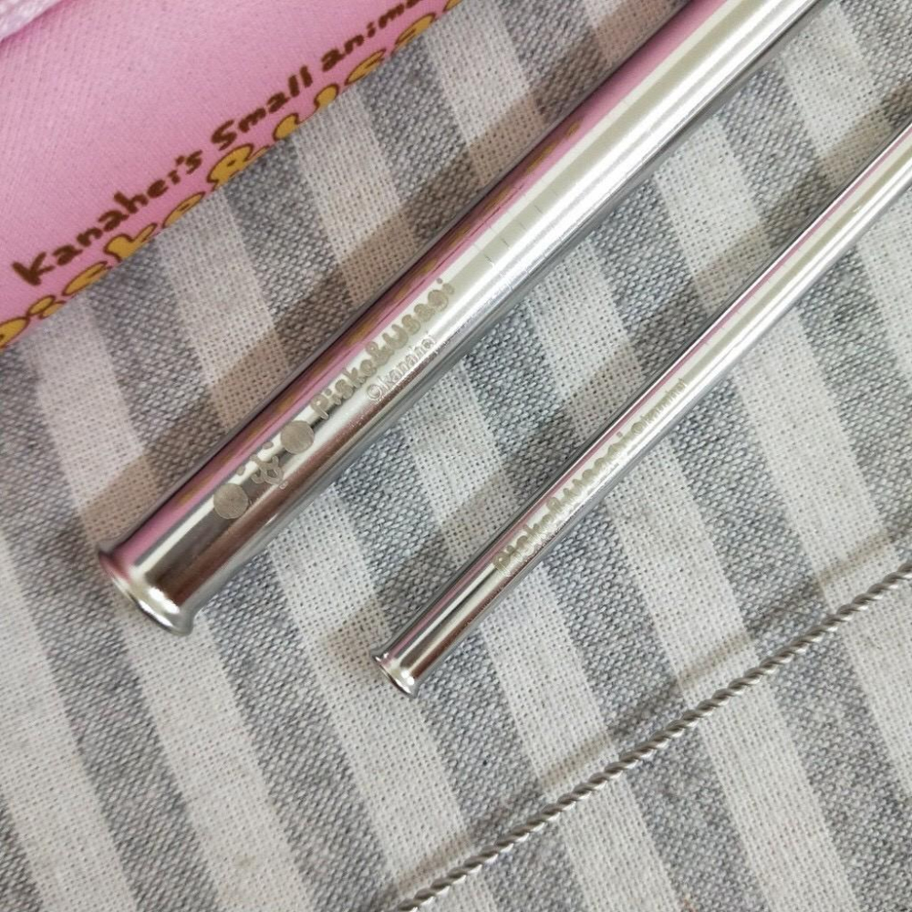 現貨正版 卡娜赫拉的小動物 不銹鋼吸管三件組 304不鏽鋼吸管 附刷子 吸管刷 收納袋 環保吸管 珍珠吸管 P助 兔兔-細節圖3