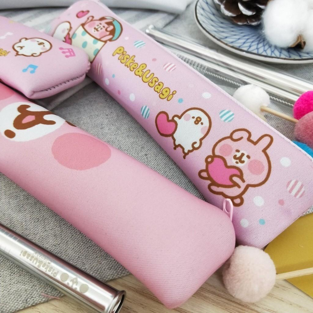 現貨正版 卡娜赫拉的小動物 不銹鋼吸管三件組 304不鏽鋼吸管 附刷子 吸管刷 收納袋 環保吸管 珍珠吸管 P助 兔兔-細節圖4