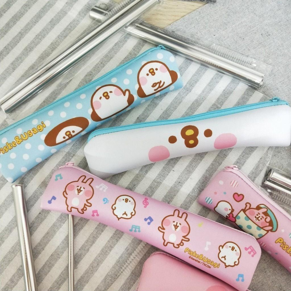 現貨正版 卡娜赫拉的小動物 不銹鋼吸管三件組 304不鏽鋼吸管 附刷子 吸管刷 收納袋 環保吸管 珍珠吸管 P助 兔兔-細節圖5