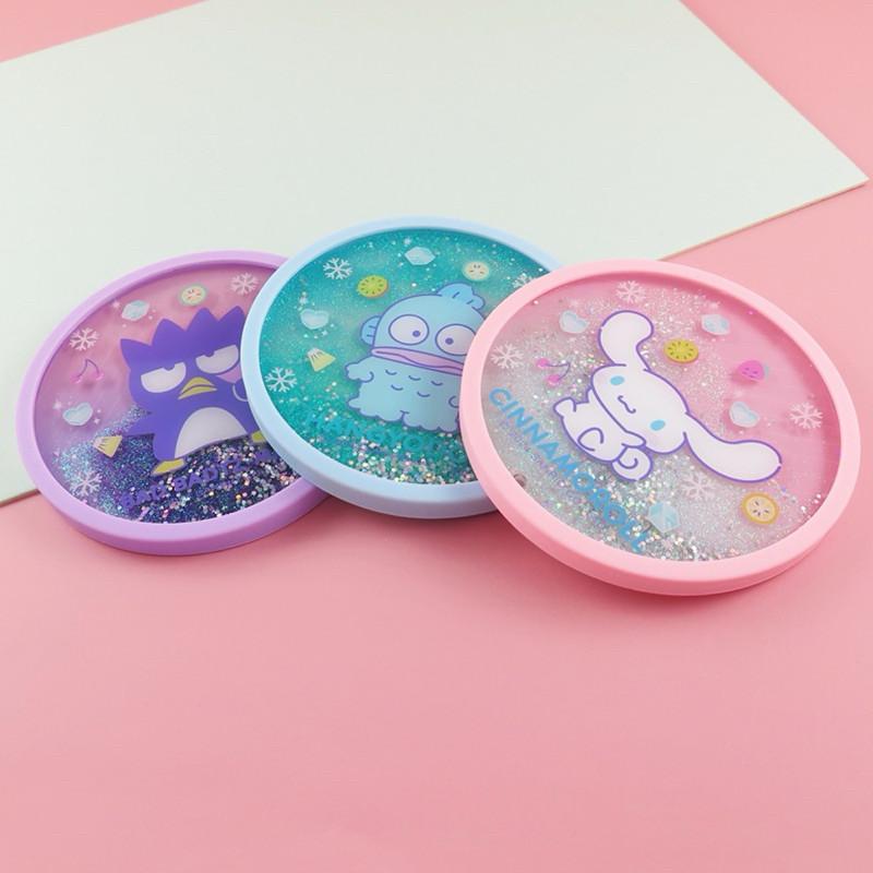 現貨正版 三麗鷗 流沙杯墊 大耳狗杯墊 人魚漢頓 茶墊 防滑 隔熱 酷企鵝止滑杯墊-細節圖6