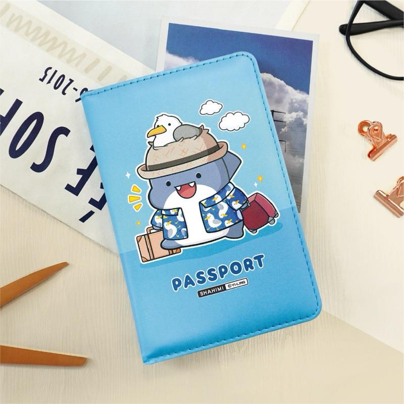 現貨正版 胖鯊魚 鯊西米 護照套 護照保護套 收納夾 鯊魚 護照夾 旅行必備 證件套 口罩可收納-細節圖2