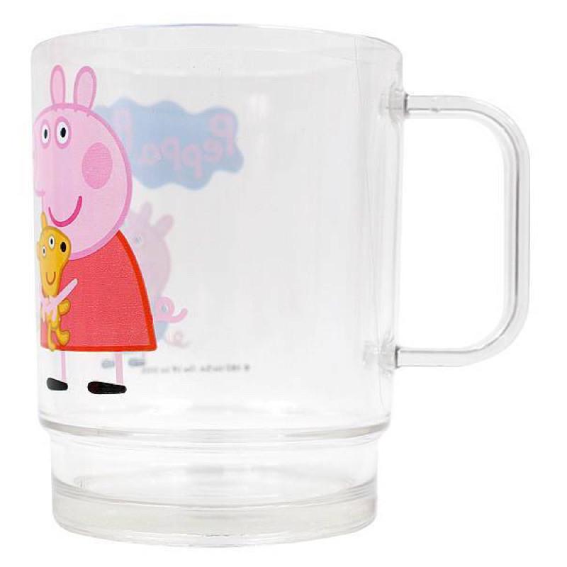 現貨正版 佩佩豬 AS晶瑩水杯 牙刷杯 單耳杯 兒童水杯 潄口杯 手把杯 台灣製 粉紅豬小妹 附蓋杯子 水杯-細節圖2
