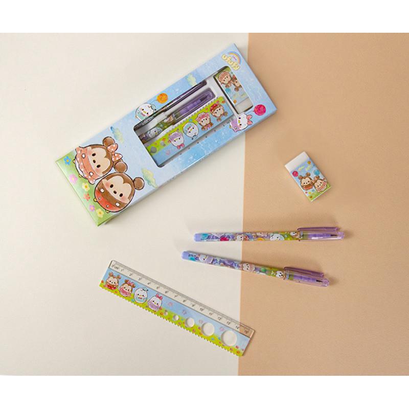 現貨正版 迪士尼 四件文具組 免削鉛筆 橡皮擦 15公分尺 維尼 米奇 汽車總動員 公主文具禮盒組 小禮物 文具禮物盒-細節圖7