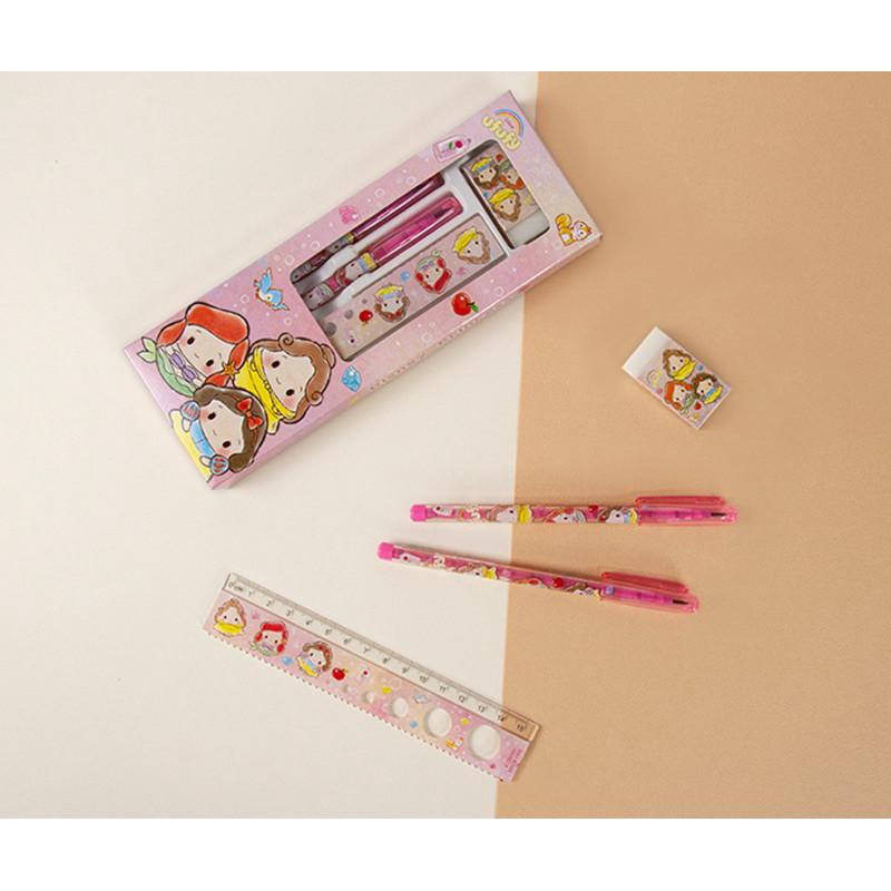 現貨正版 迪士尼 四件文具組 免削鉛筆 橡皮擦 15公分尺 維尼 米奇 汽車總動員 公主文具禮盒組 小禮物 文具禮物盒-細節圖8