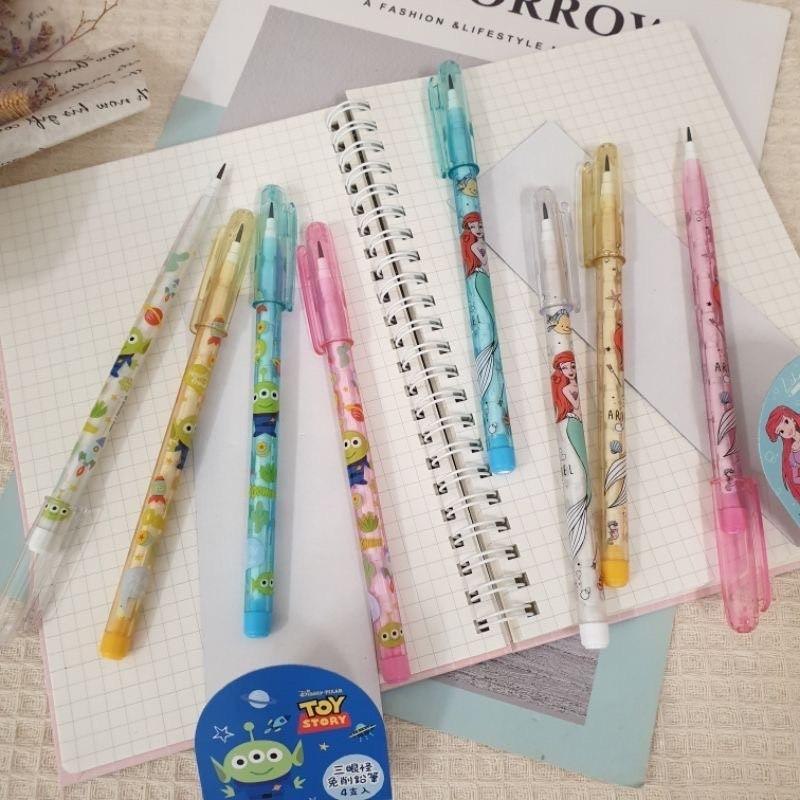 現貨正版 迪士尼 免削鉛筆4支入 三眼怪 免削鉛筆 小美人魚 鉛筆 TOY STORY 4入鉛筆 公主 台灣製-細節圖6