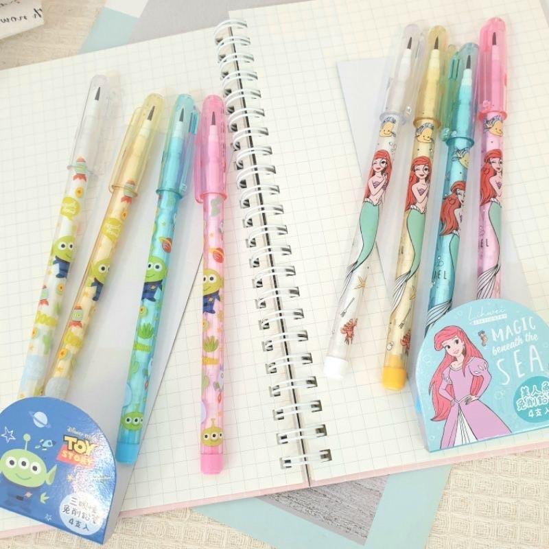 現貨正版 迪士尼 免削鉛筆4支入 三眼怪 免削鉛筆 小美人魚 鉛筆 TOY STORY 4入鉛筆 公主 台灣製-細節圖8