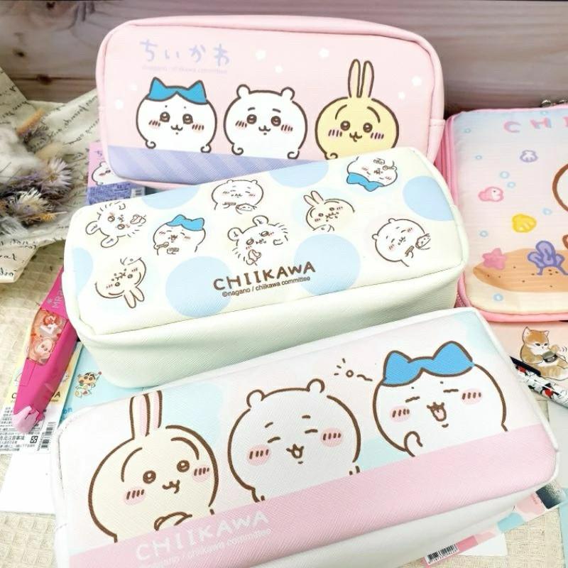 現貨正版 吉伊卡哇 方形筆袋 收納包 烏薩奇 化妝包筆袋 小八貓 兔子 筆袋 拉鏈收納包 大容量筆袋 斜紋皮筆袋 拉鏈包-細節圖2