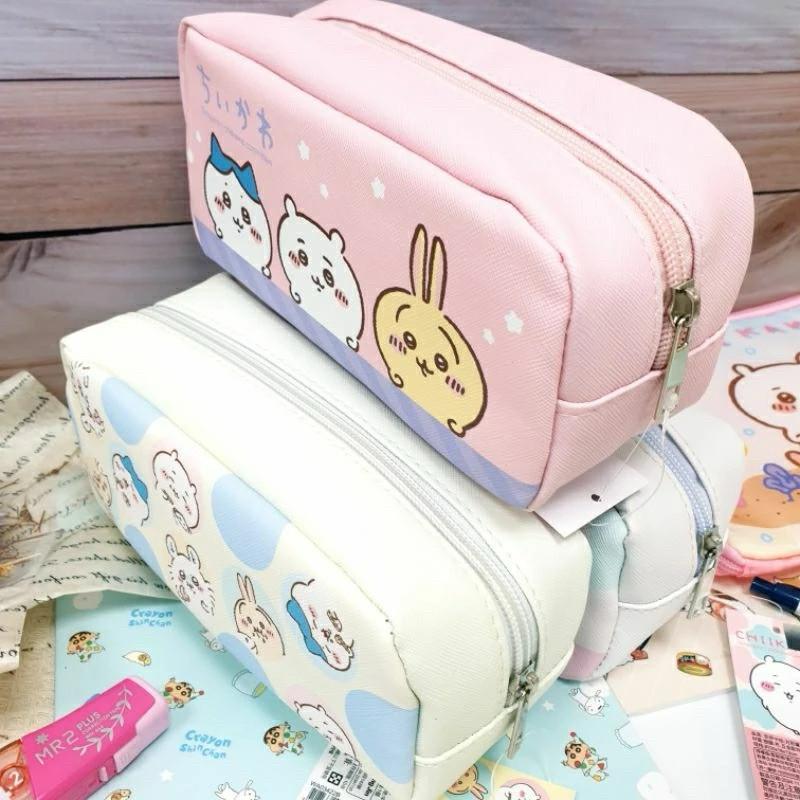 現貨正版 吉伊卡哇 方形筆袋 收納包 烏薩奇 化妝包筆袋 小八貓 兔子 筆袋 拉鏈收納包 大容量筆袋 斜紋皮筆袋 拉鏈包-細節圖4