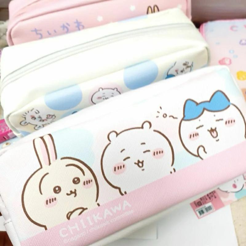 現貨正版 吉伊卡哇 方形筆袋 收納包 烏薩奇 化妝包筆袋 小八貓 兔子 筆袋 拉鏈收納包 大容量筆袋 斜紋皮筆袋 拉鏈包-細節圖5