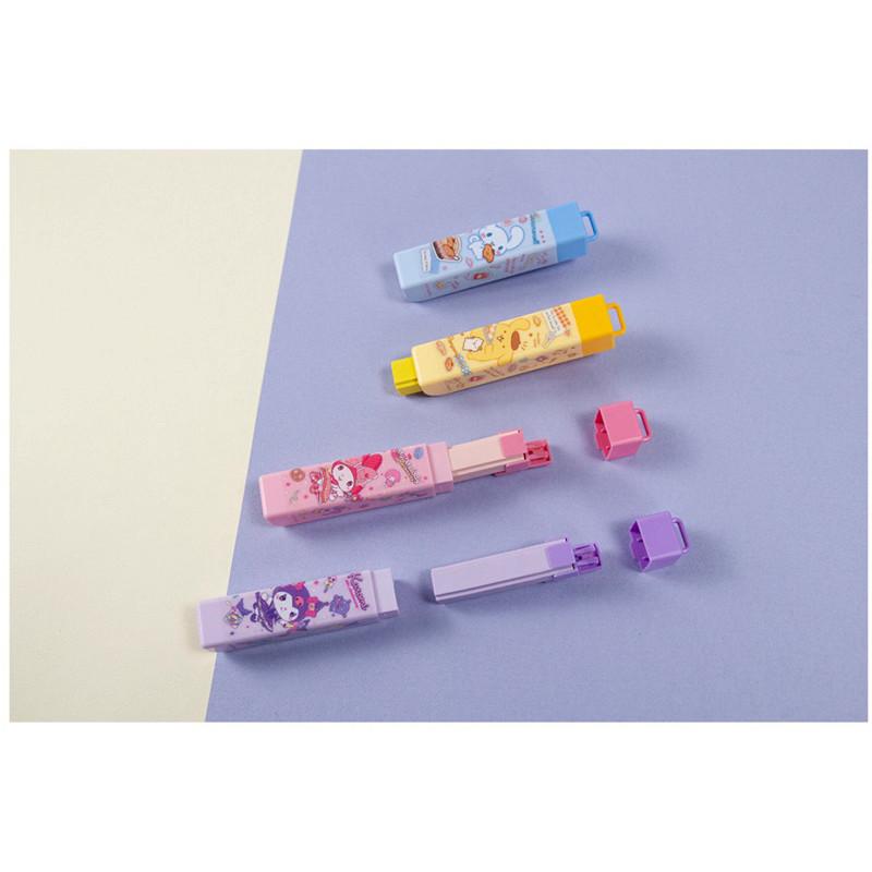 現貨正版 三麗鷗 推式橡擦筆 方型 大耳狗自動橡皮擦 酷洛米 方型推式自動橡皮擦 台灣製 布丁狗擦布 筆型橡皮擦 美樂蒂-細節圖6