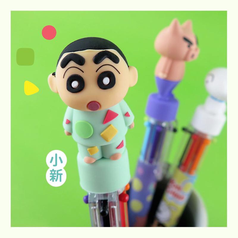 現貨正版 蠟筆小新 公仔六色筆 6色原子筆 藍筆 紅筆 多色 油性筆 六色 卡通自動筆 野原新之助 自動原子筆 小新-細節圖6