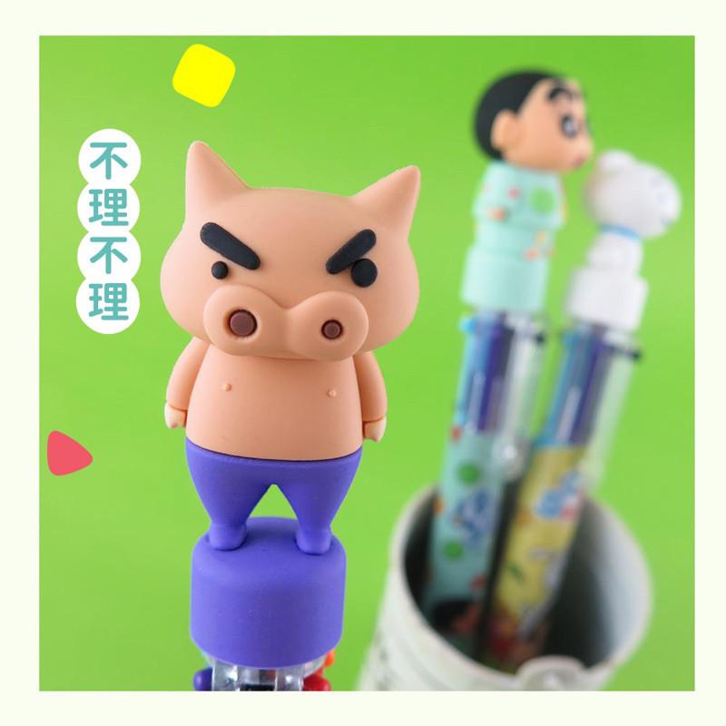 現貨正版 蠟筆小新 公仔六色筆 6色原子筆 藍筆 紅筆 多色 油性筆 六色 卡通自動筆 野原新之助 自動原子筆 小新-細節圖8