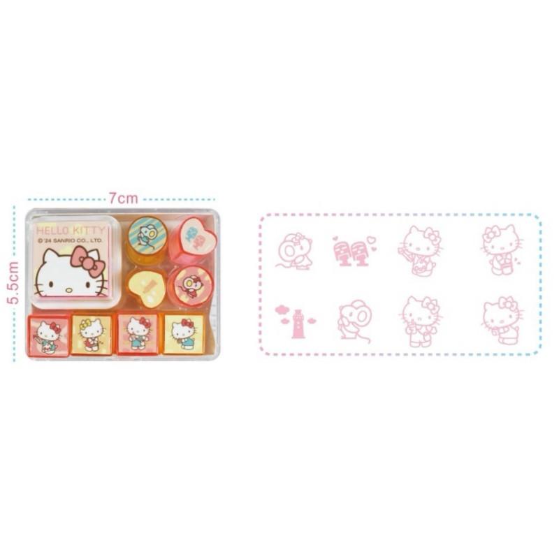 現貨正版 三麗鷗 印章組 小盒裝印章組 kitty 可愛印章 凱蒂貓 兒童印章 獎勵章 手帳印章 布丁狗印章 大耳狗印章-細節圖3