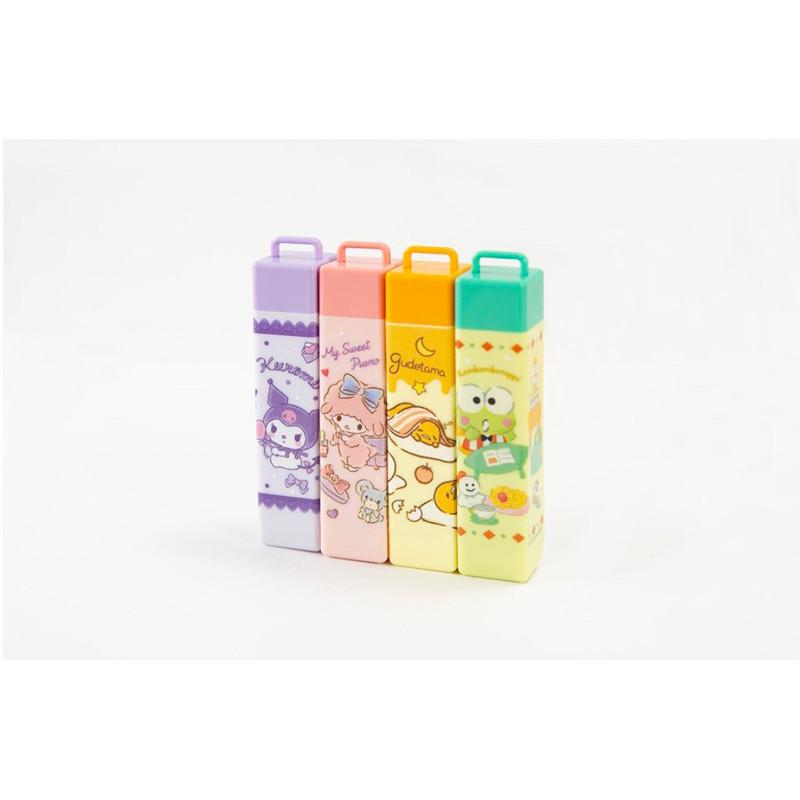 現貨正版 三麗鷗 推式橡擦筆 方型 大眼蛙自動橡皮擦 酷洛米方型推式自動橡皮擦 台灣製 文具 擦子 擦布 筆型橡皮擦-細節圖6