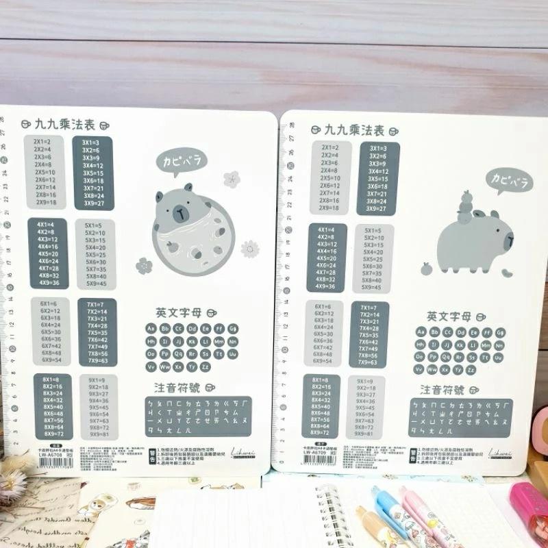 現貨正版 卡皮巴拉 A4墊板 九九乘法表 英文字母 注音符號 水豚 墊板 A4隔板 書寫板 硬墊板 台灣製 卡通墊板-細節圖8