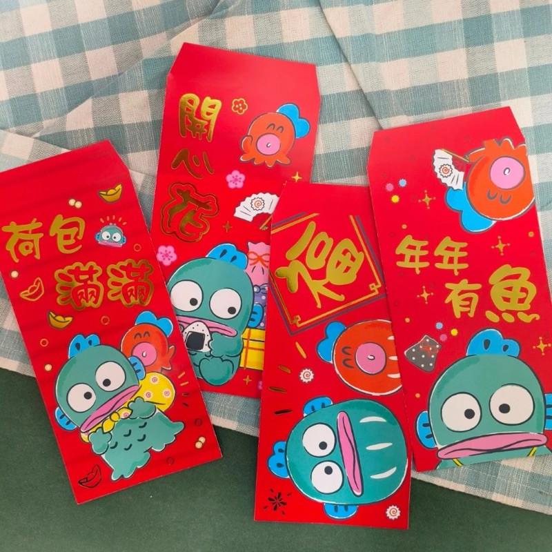 現貨正版 人魚漢頓 中式紅包袋 4入 隨機出  三麗鷗燙金紅包袋 4入 卡通紅包袋 燙金 年節商品 紅包袋 直式紅包袋-細節圖2