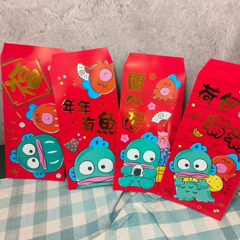 現貨正版 人魚漢頓 中式紅包袋 4入 隨機出  三麗鷗燙金紅包袋 4入 卡通紅包袋 燙金 年節商品 紅包袋 直式紅包袋-細節圖3