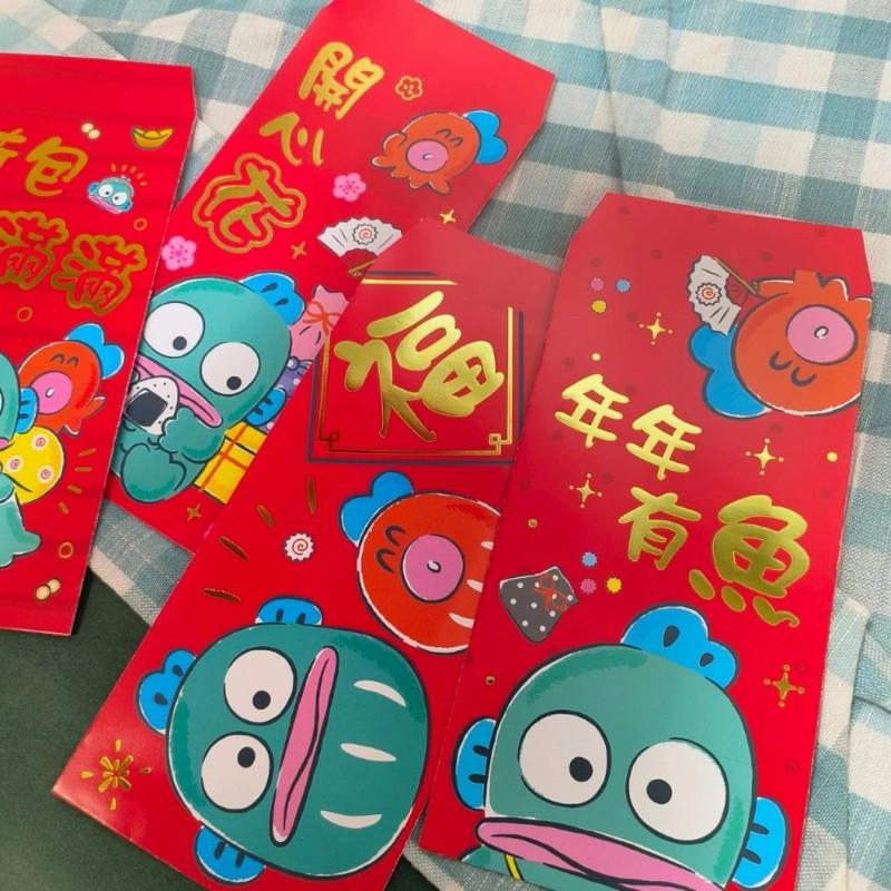 現貨正版 人魚漢頓 中式紅包袋 4入 隨機出  三麗鷗燙金紅包袋 4入 卡通紅包袋 燙金 年節商品 紅包袋 直式紅包袋-細節圖7
