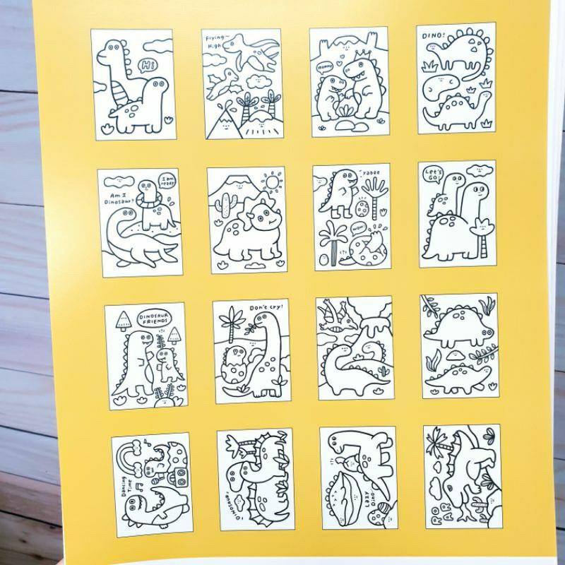 現貨正版 有吉合作社 16k著色紙 16入塗鴉著色紙 恐龍 交通 機器人 紙張加厚 塗鴉紙 兒童塗鴉紙 圖畫紙 台灣製-細節圖3