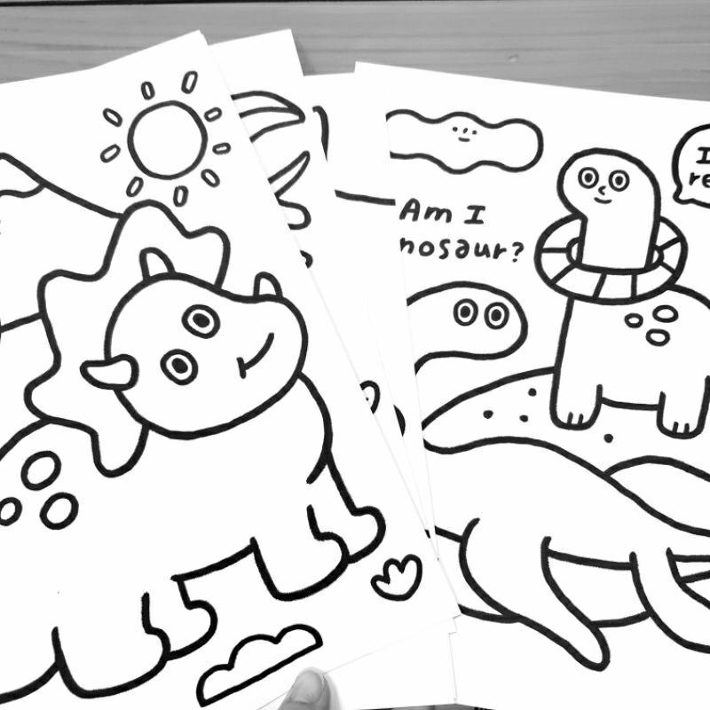 現貨正版 有吉合作社 16k著色紙 16入塗鴉著色紙 恐龍 交通 機器人 紙張加厚 塗鴉紙 兒童塗鴉紙 圖畫紙 台灣製-細節圖4