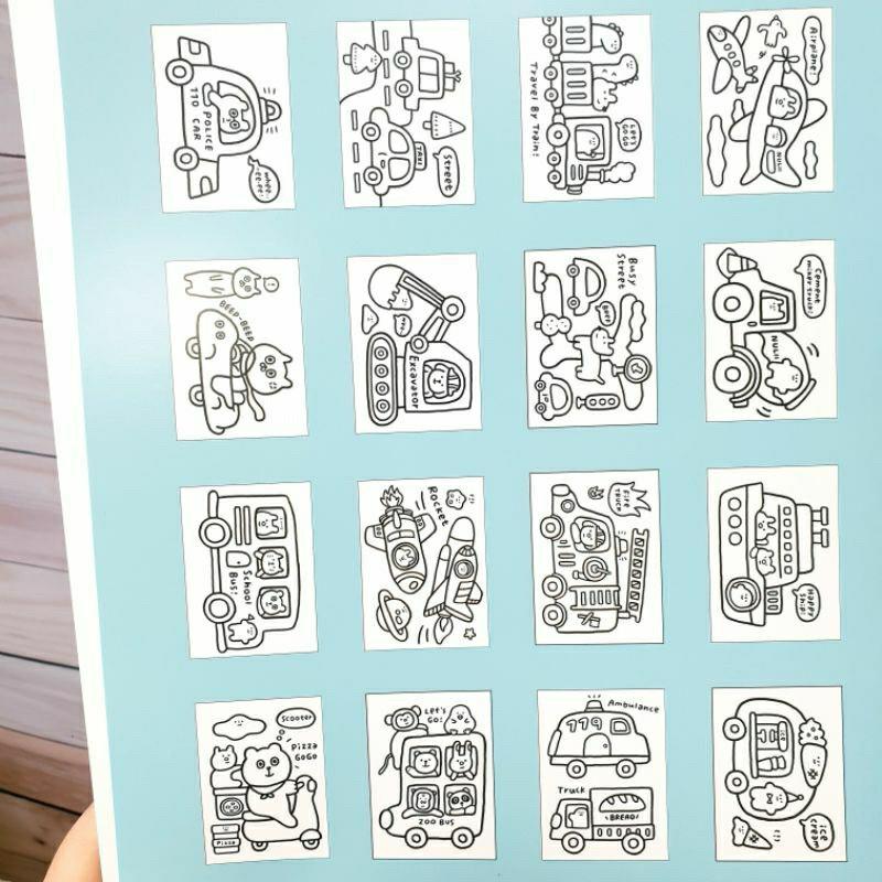 現貨正版 有吉合作社 16k著色紙 16入塗鴉著色紙 恐龍 交通 機器人 紙張加厚 塗鴉紙 兒童塗鴉紙 圖畫紙 台灣製-細節圖7