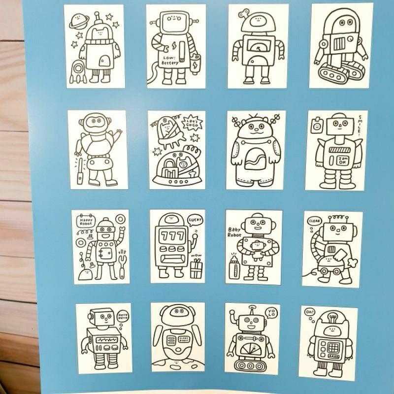 現貨正版 有吉合作社 16k著色紙 16入塗鴉著色紙 恐龍 交通 機器人 紙張加厚 塗鴉紙 兒童塗鴉紙 圖畫紙 台灣製-細節圖8