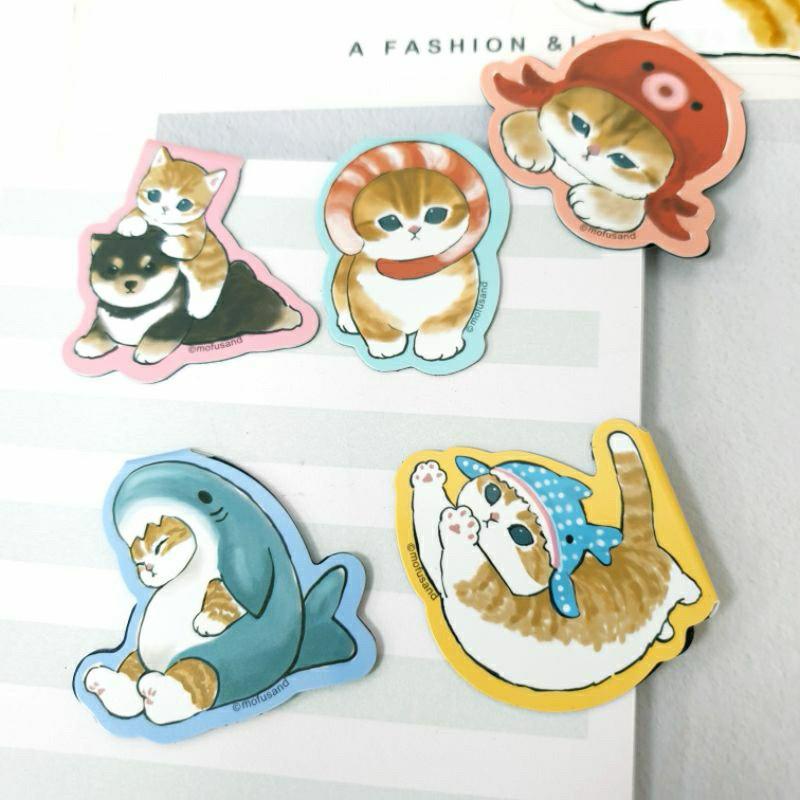 現貨正版 貓福珊迪 造型磁鐵書夾 磁性書夾 鯊魚貓 磁性書籤 可愛書夾 貓咪 書夾 造型書籤 磁鐵書夾 台灣製-細節圖2