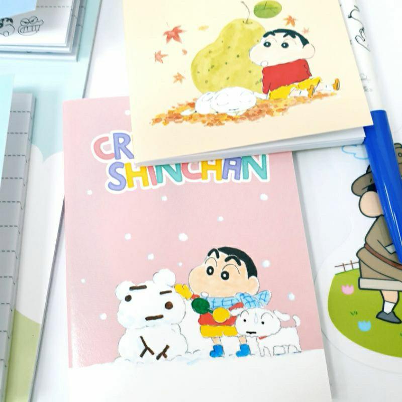 現貨正版 蠟筆小新 口袋筆記本 5入小筆記本 小新 迷你記事本 隨身筆記 記事本 小白 左衛門 口袋筆記 水彩風小筆記-細節圖6