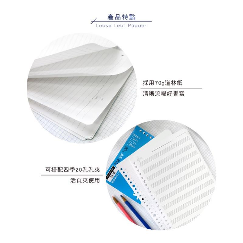 現貨正版 活頁紙 25K20孔活頁紙 A5 內頁 補充頁 活頁紙 橫線 空白 方格 康乃爾 五線譜 筆記 備忘 會議紀錄-細節圖8