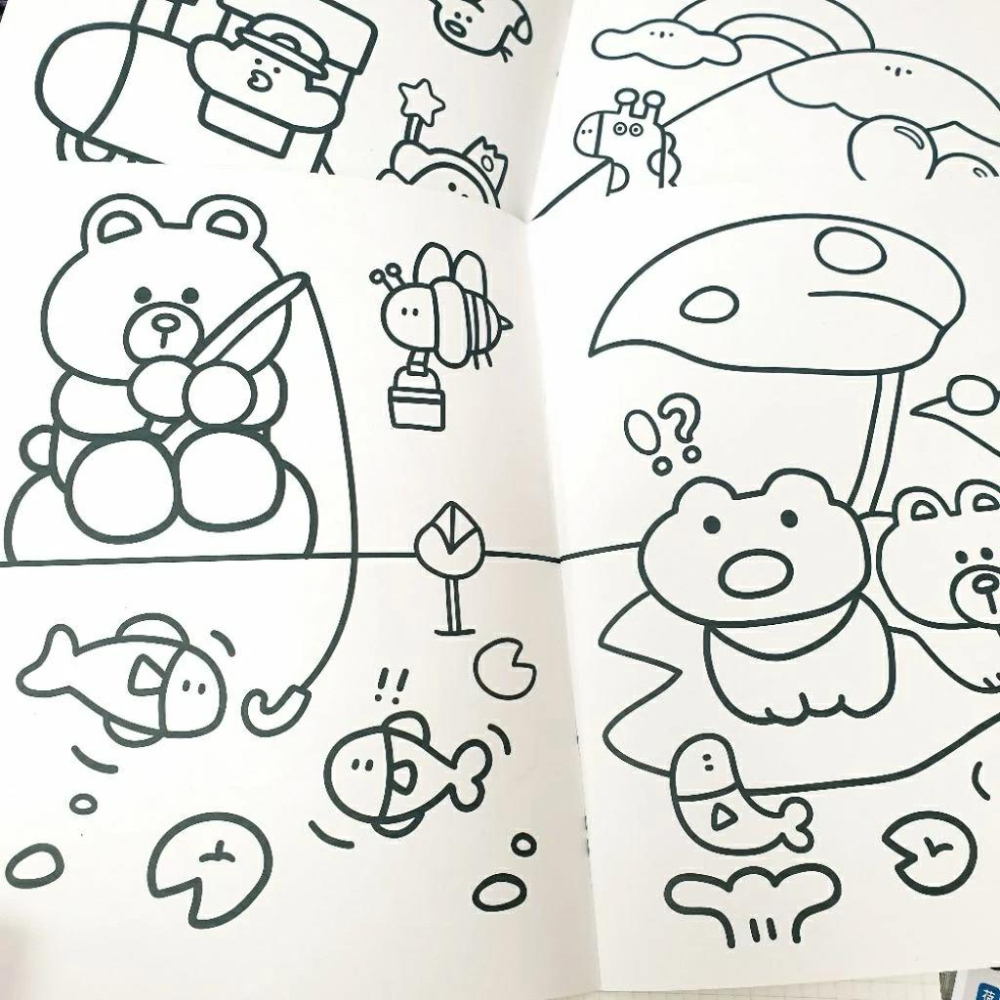 現貨正版 有吉合作社 童話著色本 16k 有趣著色本 塗鴉本 繪圖本 動物 海洋 食物 著色紙 畫冊 露營 游泳 台灣製-細節圖5