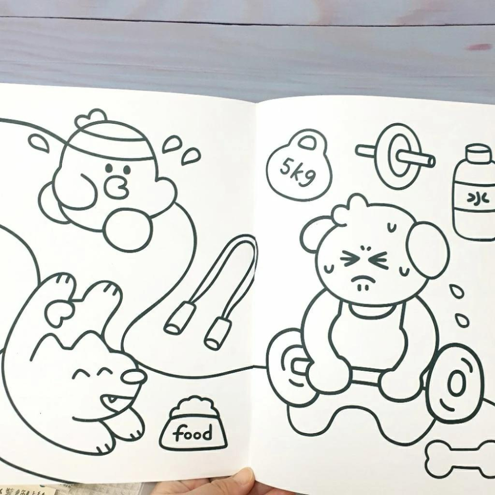 現貨正版 有吉合作社 童話著色本 16k 有趣著色本 塗鴉本 繪圖本 動物 海洋 食物 著色紙 畫冊 露營 游泳 台灣製-細節圖8