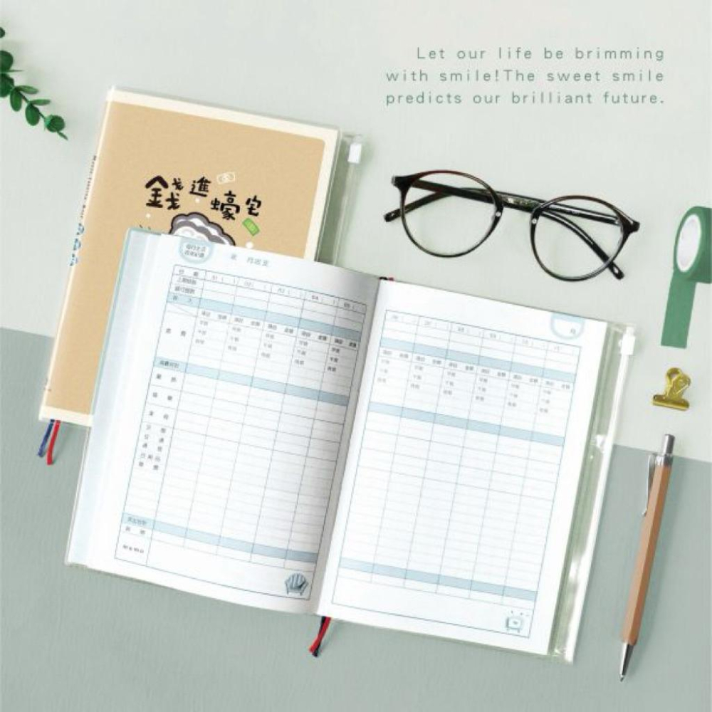 現貨正版 小呸角 32K家庭計畫收支本 家計簿 32k 定頁家計本 附夾鏈袋 記帳本 月計畫表 週計畫 年度收支總表-細節圖5