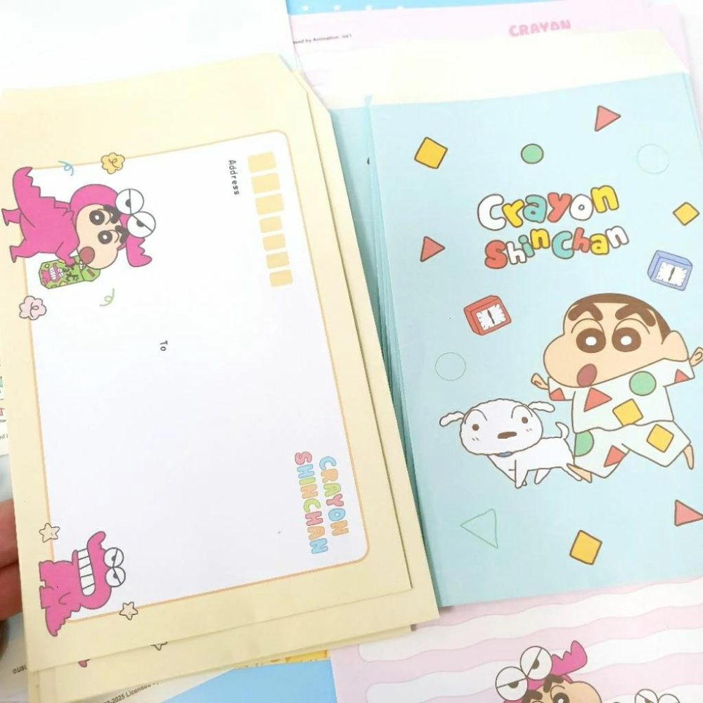 現貨正版 蠟筆小新 信封信紙套組 野原新之助 信封12入 信紙30入 可愛信紙 便條紙 留言紙 小白 巧克比 小葵 台灣-細節圖7