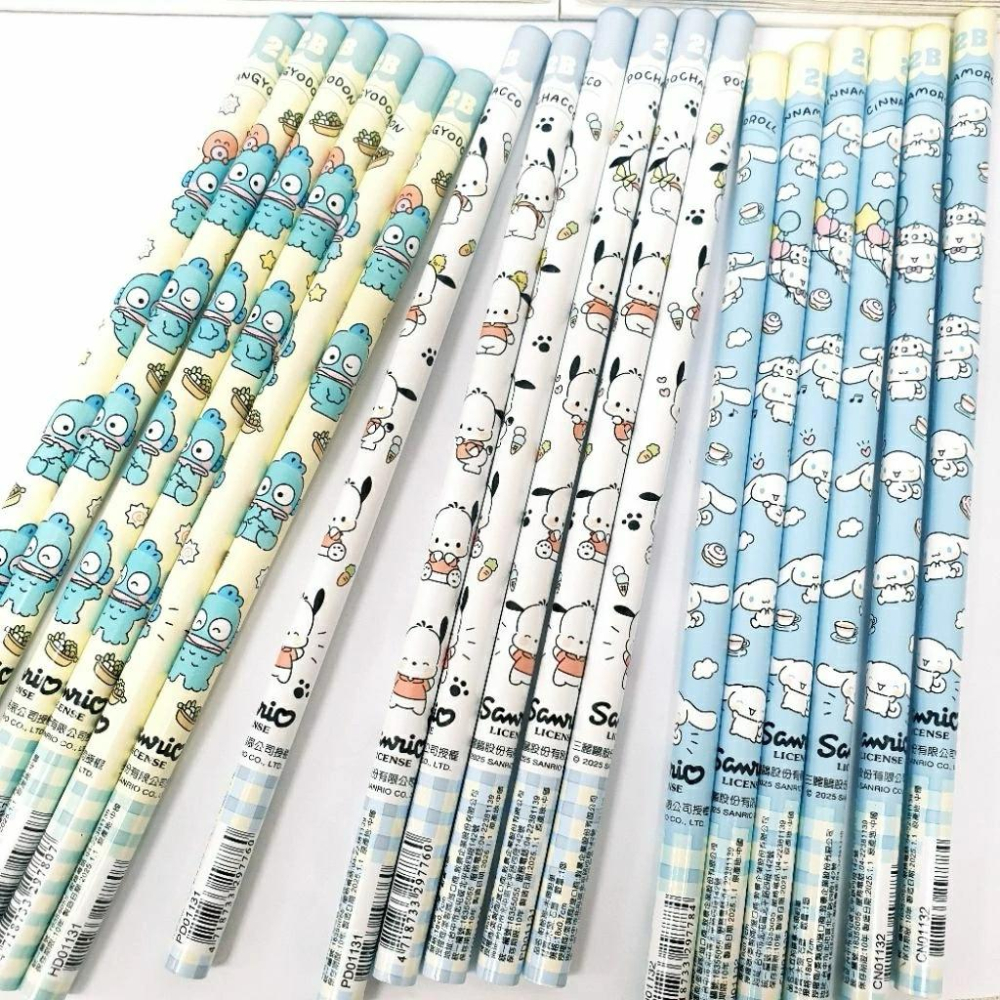 現貨正版 三麗鷗 6入木頭鉛筆 2B鉛筆 大耳狗 鉛筆 帕帢狗 人魚漢頓 6入鉛筆 圖筒鉛筆-細節圖5