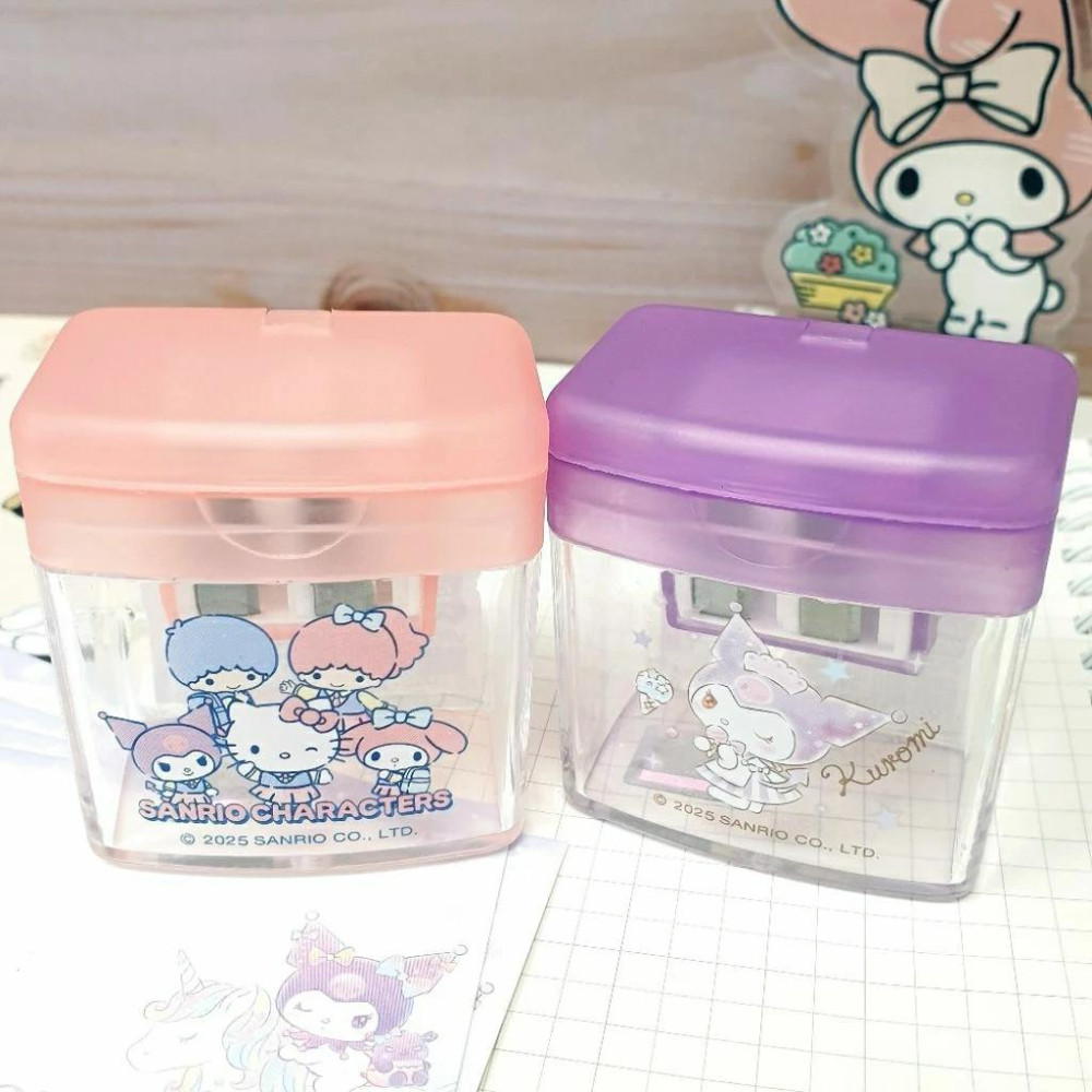 現貨正版 三麗鷗 雙孔削筆器 酷洛米 kitty 雙子星 美樂蒂 附蓋削筆器 攜帶式 削筆器 大小孔削筆器 台灣製-細節圖2