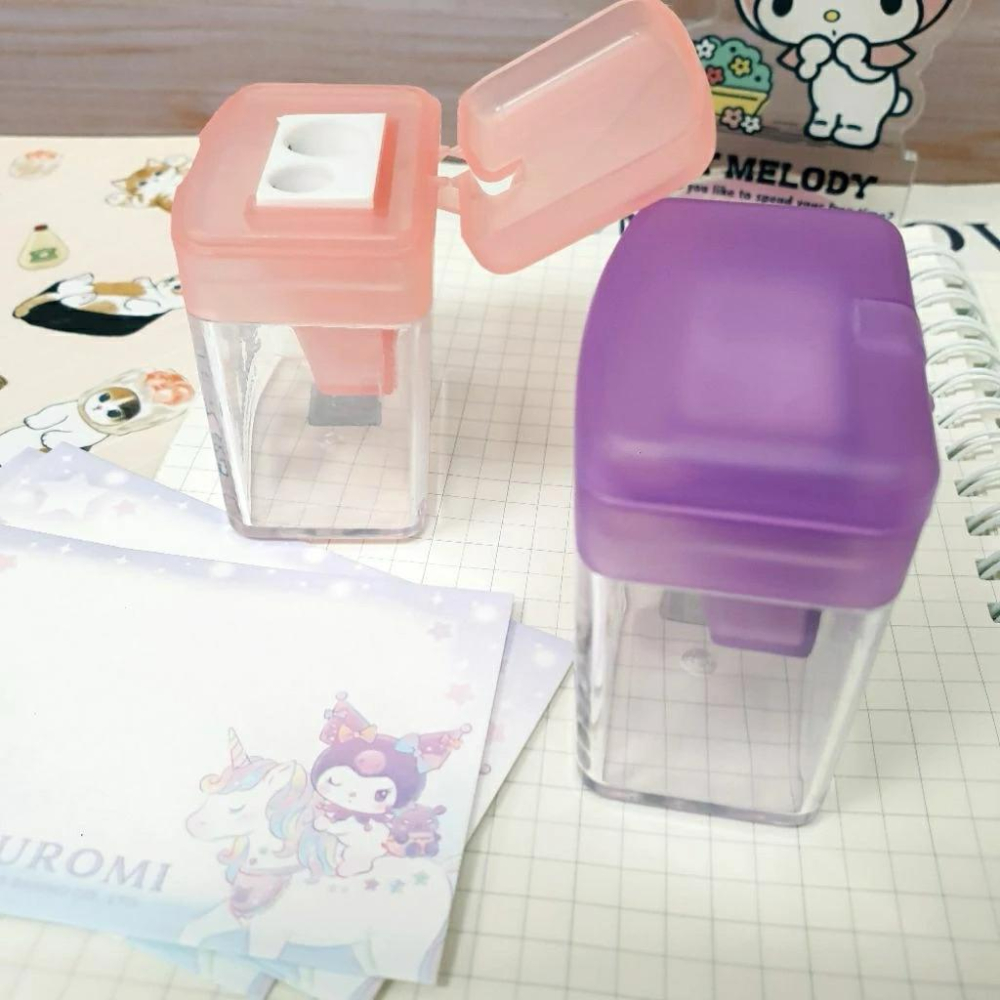 現貨正版 三麗鷗 雙孔削筆器 酷洛米 kitty 雙子星 美樂蒂 附蓋削筆器 攜帶式 削筆器 大小孔削筆器 台灣製-細節圖3
