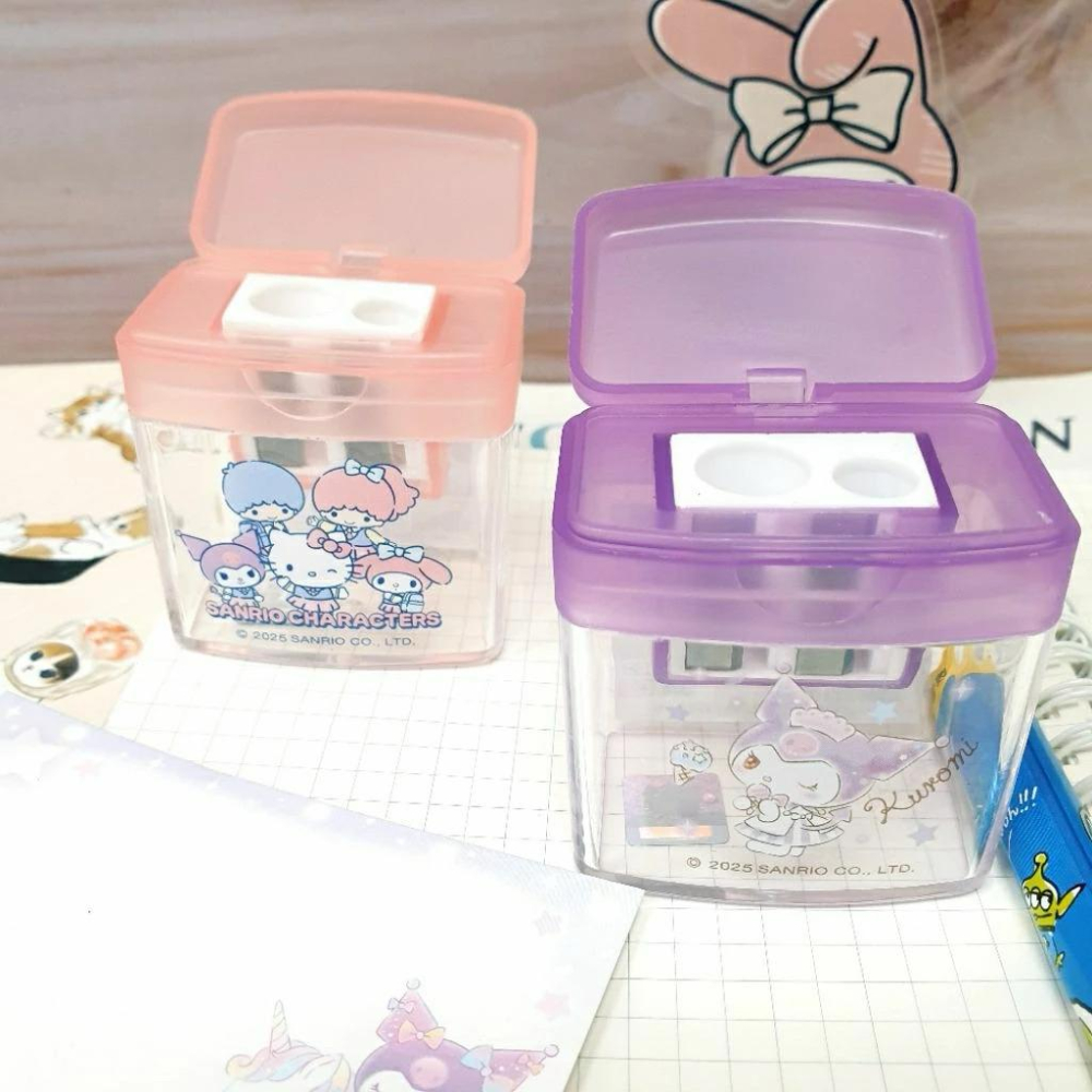 現貨正版 三麗鷗 雙孔削筆器 酷洛米 kitty 雙子星 美樂蒂 附蓋削筆器 攜帶式 削筆器 大小孔削筆器 台灣製-細節圖5