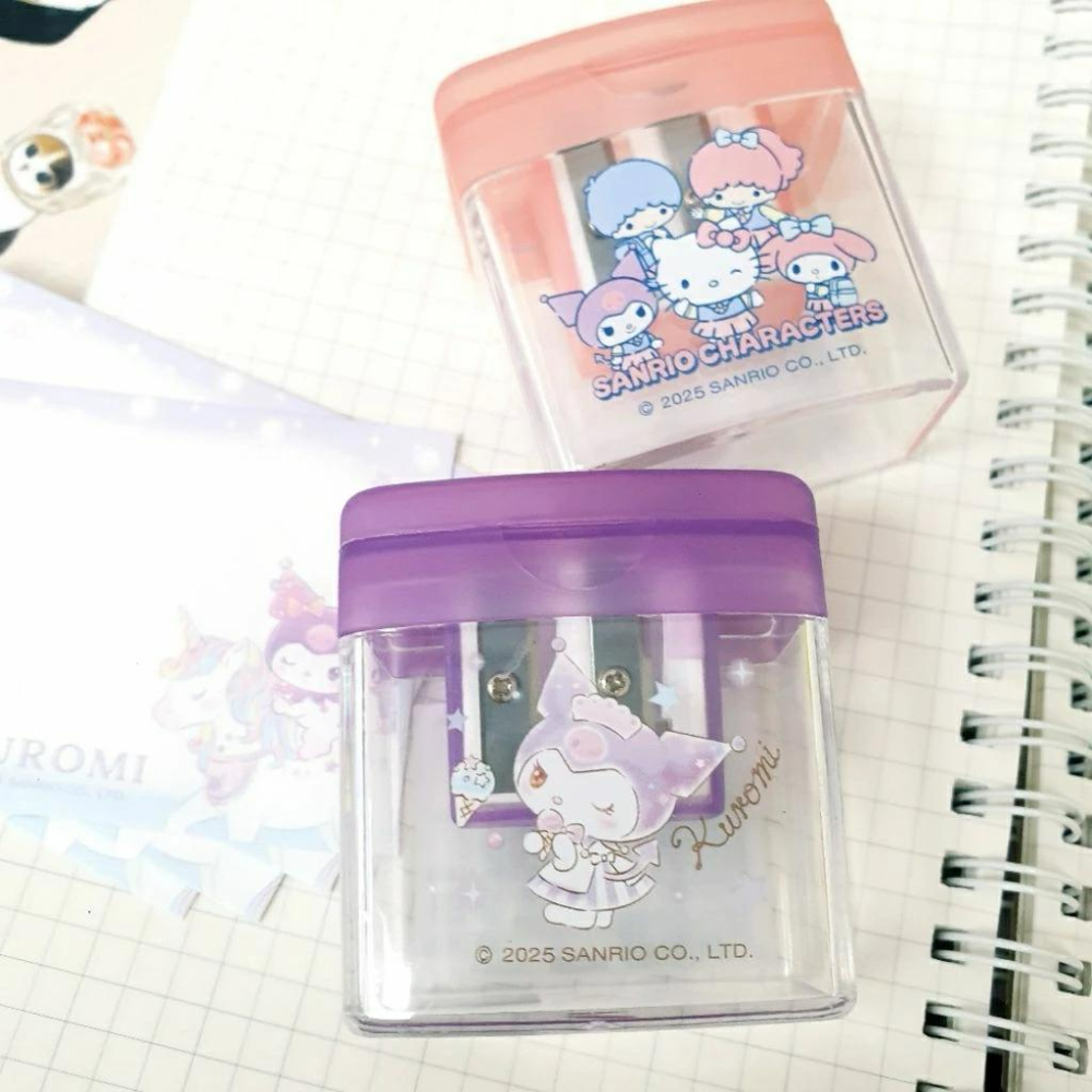 現貨正版 三麗鷗 雙孔削筆器 酷洛米 kitty 雙子星 美樂蒂 附蓋削筆器 攜帶式 削筆器 大小孔削筆器 台灣製-細節圖6