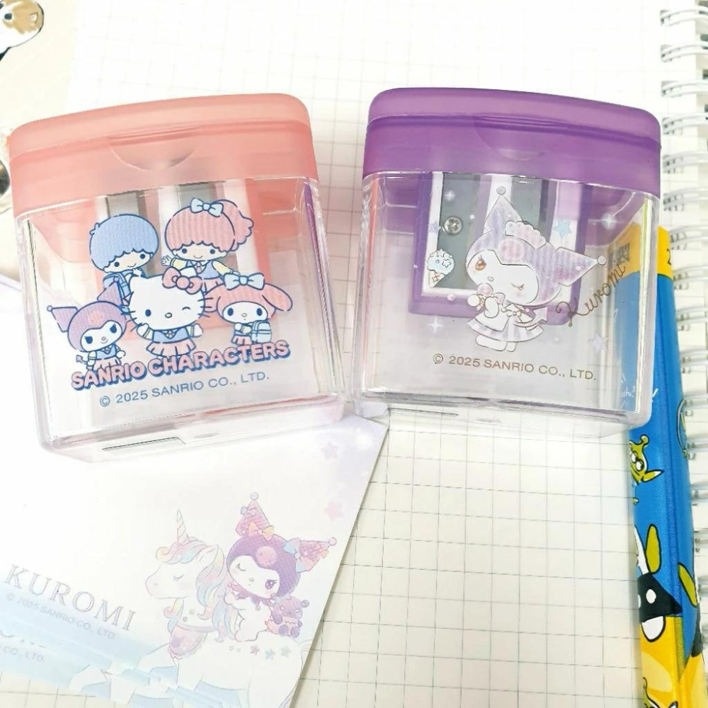 現貨正版 三麗鷗 雙孔削筆器 酷洛米 kitty 雙子星 美樂蒂 附蓋削筆器 攜帶式 削筆器 大小孔削筆器 台灣製-細節圖7