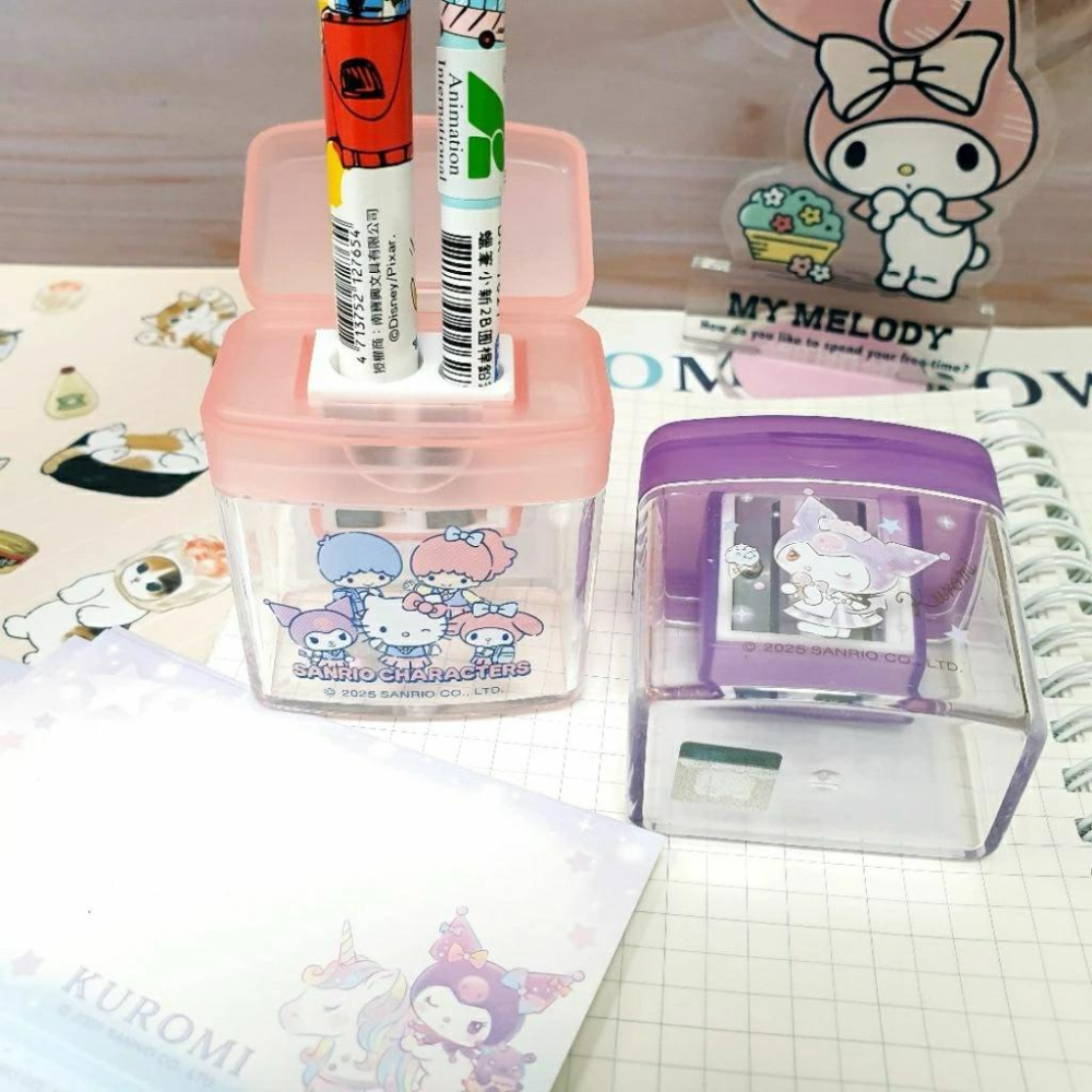 現貨正版 三麗鷗 雙孔削筆器 酷洛米 kitty 雙子星 美樂蒂 附蓋削筆器 攜帶式 削筆器 大小孔削筆器 台灣製-細節圖8